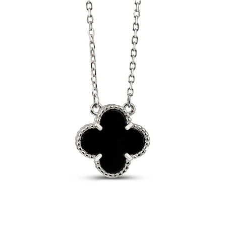 Black Agate Clover Necklace