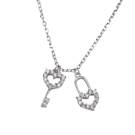Silver Lock and Key Necklace